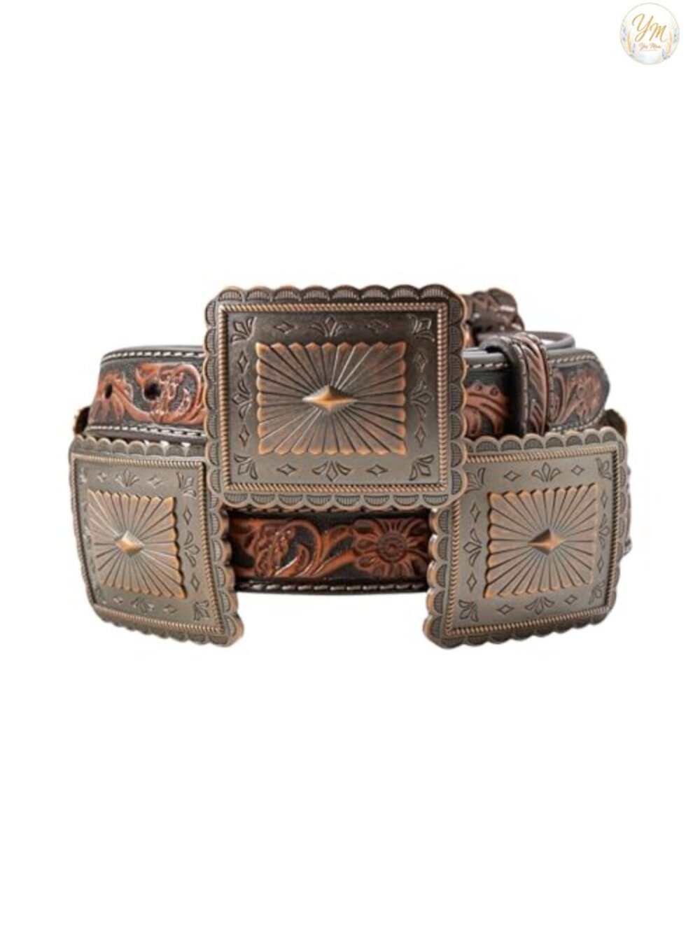 ARIAT Women's Turquoise Concho Western Belt 100% Leather Buckle Closure
